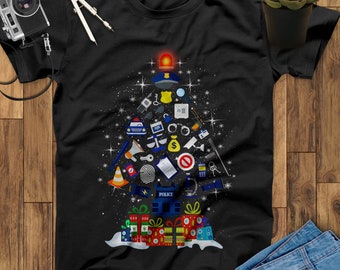 Police Christmas Tree Proud Of Police Funny Gift Police Shirt, Police Officer Gifts, Police The Police Shirt, Thin Blue Line Shirt