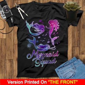 Mermaid T-Shirt Mermaid Squad Tee Gifts For Mermaid Girls Who Loves Blue Purple Hair Colors