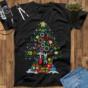 Merry Christmas Mechanic Tools Tree Funny Gift T Shirts Mechanic Shirt, Mechanic Gifts, Gifts For Mechanics, Mechanic Print, Mechanic Art