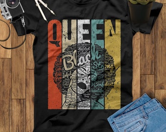 Black Queen T Shirt, Educated Strong Confident Powerful Beautiful Black Woman Queen T-Shirt, Black Pride Shirt, Melanin Shirt