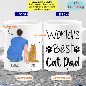 Personalized Cat Dad Mug, Cat Lover Gift, Best Friend Mug, Custom Cat Mug, World's Best Cat Dad Ever Mug Cat Gift For Men Gift For Cat Lover