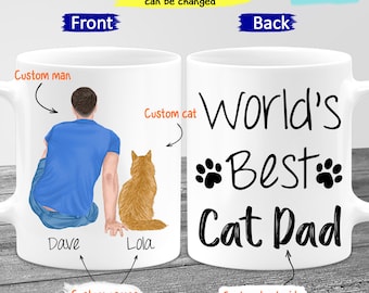 Personalized Cat Dad Mug, Cat Lover Gift, Best Friend Mug, Custom Cat Mug, World's Best Cat Dad Ever Mug Cat Gift For Men Gift For Cat Lover