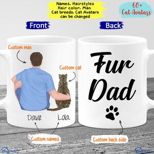 Personalized Cat Dad Mug, Cat Lover Gift, Best Friend Mug, Custom Cat Mug, Best Cat Dad Fur Dad Ever Mug Cat Gift For Men Gift For Cat Lover