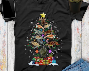 Turtle Christmas Tree Turtle Shirt, Cute Turtle Gift, Sea Turtle Art, Vacation Shirt, Turtle Gifts, Turtle Print, Beach Shirt, Sea Turtles