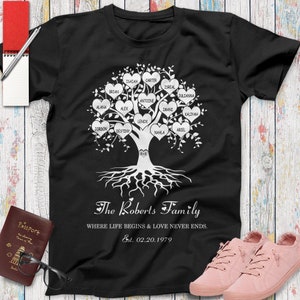 Personalized Family Heart Tree With Custom Children Grandchildren Names Where Life Begins & Love Never Ends Parents Grandparents Gift Shirt