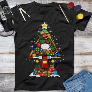 Merry Christmas Tree Chef Shirt, Cooking Shirt, Cooking Gift, Funny Chef Shirt, Gifts For Chefs, Chef Gifts