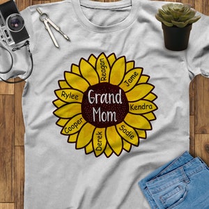 Custom Mom Nana Grandma Family Sunflower On Unisex Adult Shirt Christmas Gift