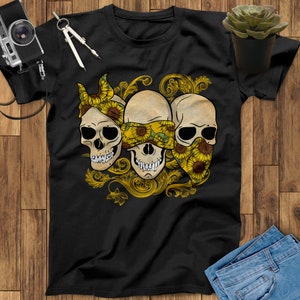 Sunflower Skull Shirt, Halloween Shirt, Skull Art, Skull Gifts, Skull Print