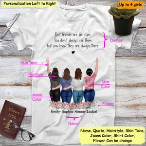 Personalised Gift For Best Friend Shirt, 2-3-4 Friend Group, Friendship Print, Best Friend Print, Bestie Gift, Friend Birthday Gift For Her