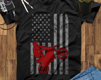 American Flag Motocross Flag Shirt, Dirt Bike Shirt, Adventure Shirt, Motocross Gift, Dirt Bike Gifts