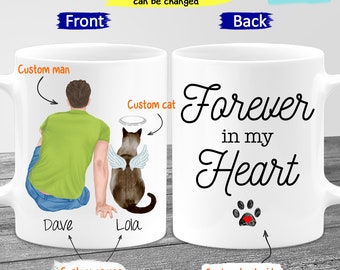 Custom Photo Name Personalized Pet Memorial Mug, Pet Loss Cat Loss Gift, Forever In My Heart, Custom Mug, Sympathy Gift Cat Bereavement Gift