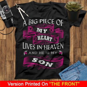 A Big Piece Of My Heart Lives In Heaven And He Is My Son My Guardian Angel T Shirts, Fathers Day Shirt, Mothers Day Shirt, Memorial Shirt