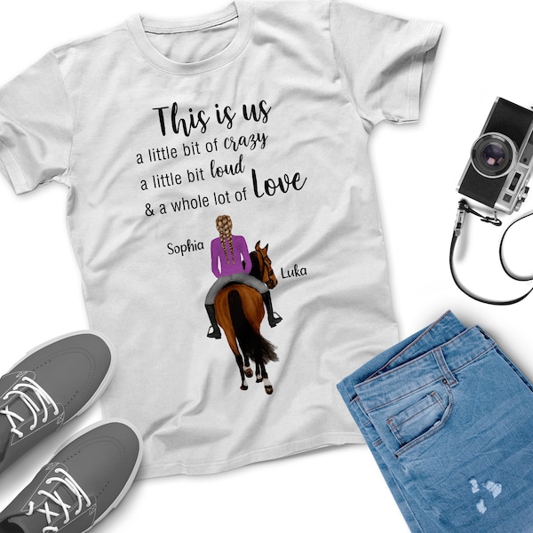 Personalized Name Horse Girl Shirt This Is Us A Little Bit Of Crazy Custom Gift For Horse Lover Best Friend Shirts Women Shirt Cowgirl Shirt