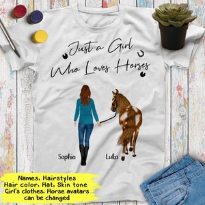 Personalized Name Horse Girl Shirt, Just A Girl Who Loves Horses, Custom Gift For Horse Lover, Best Friend Shirts, Women Shirt Cowgirl Shirt
