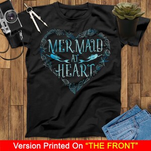 Mermaid At Heart Seashell Mermaid T-Shirt, Little Mermaid T-Shirt, Ariel T Shirt, Sea T-Shirt, Fish T-Shirt, Birthday Mermaid Lovers Shirt