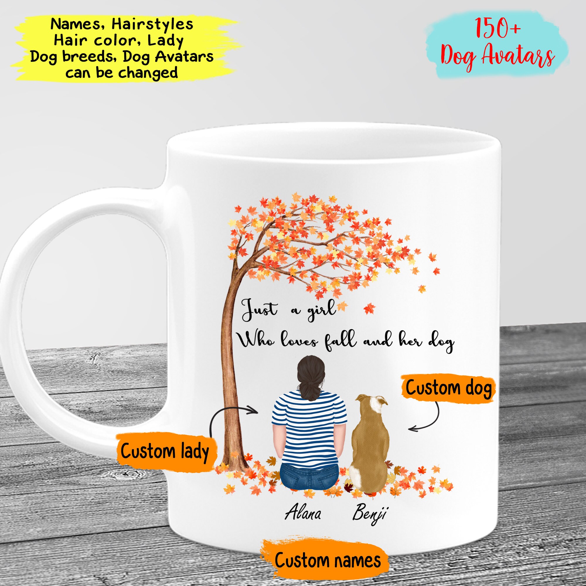 Personalized girl with dog mug online