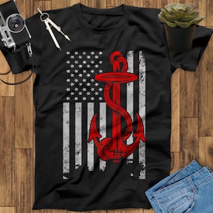 Anchor American Flag Sailor Shirt, Gift For Sailors, Sailing Gift, Sailboat Print, Sailboat Tee, Sailing T Shirt