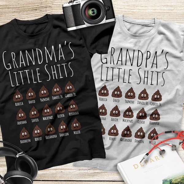 Personalized Grandchildren's Names Grandma's Little Shits T Shirt, Grandpa's Little Shits, Mommy's Little Shits, Grandparent's Day Gift Tee