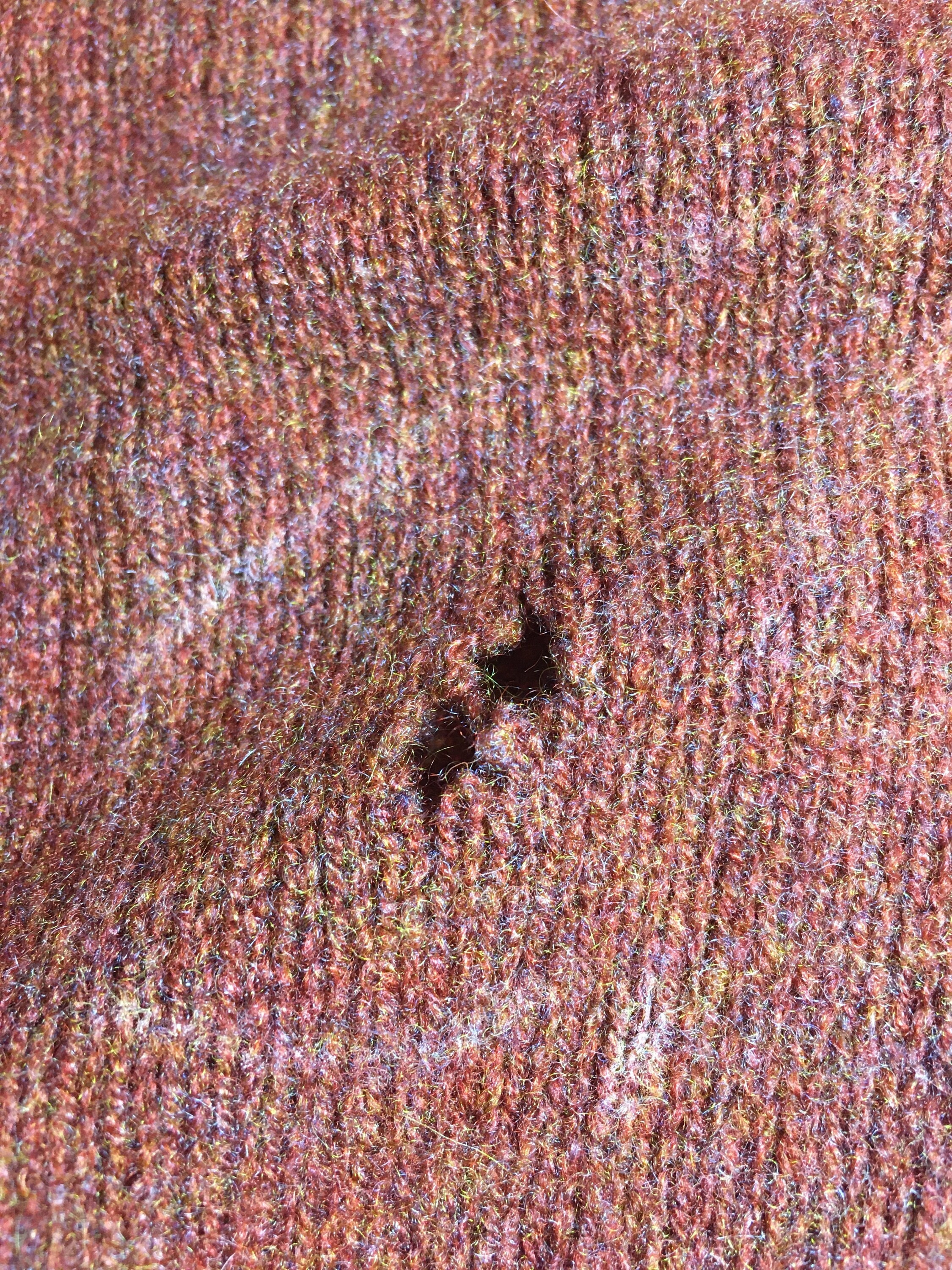 Moth hole or damage repair for wool, cashmere and cotton sweaters