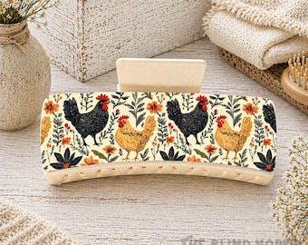 Chicken Hair Clip, Cute Chicken Accessories, Farm Claw Clip, Country Gift, Gifts for Her, 4 Inch Claw Clip