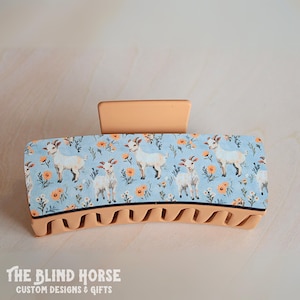 Goat Hair Clip, 4 Inch Claw Clip, Baby Goats, Farm Animal Hair Accessory, Cute Country Clip, Gift for Goat Lover, Farm Girl Hair Clip