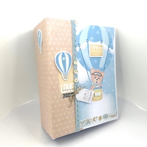 Album fotografico neonato 50 foto colore blu e lino personalizzabile