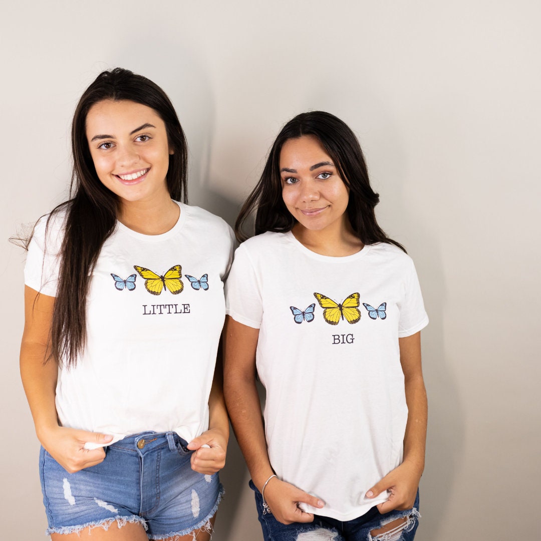 Sororities College Reveal Shirts, Big and Little Butterflies Siblings T