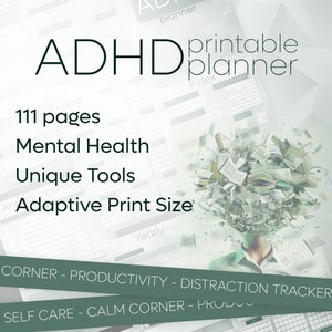 ADHD プランナー (ADHD 患者が作成) - 印刷可能な成人向け ADHD ジャーナル、オーガナイザー、デイリー プランナー、セルフ ケアと成長マインドセットのページ。科学に基づいています。