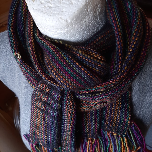 Handwoven scarf -favorite stripes- made of merino and silk