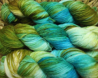 Hand-dyed sock yarn 6X! Color -Corsica- 150g/420 m