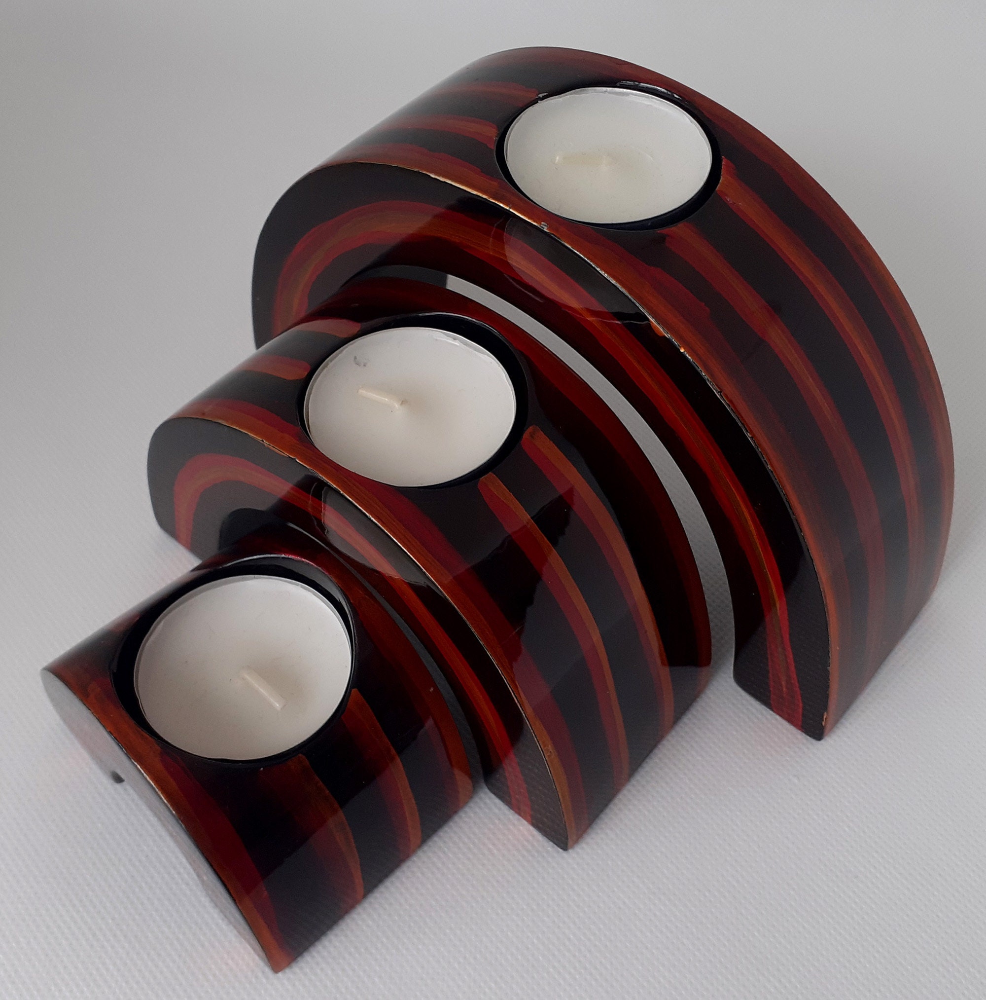 Porte Bougie Original en Bois Livré avec Ses Bougies