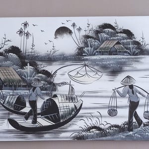 pintura lacada en blanco y negro