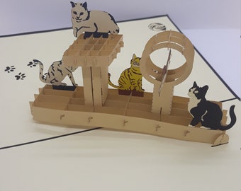 3d pop up card cat tree