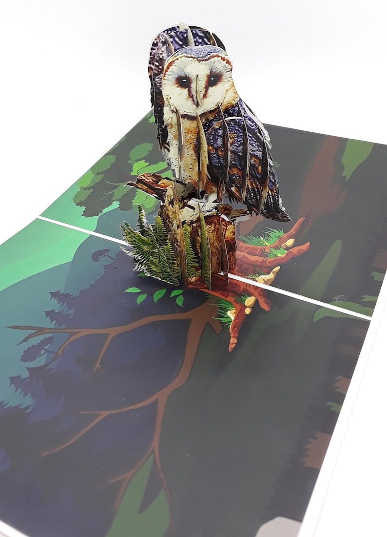 customizable 3D owl pop-up card image 1