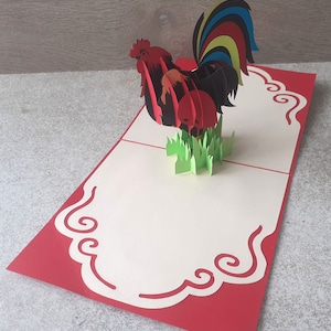 carte postale du coq en 3 D