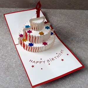 carte pop up  du gateau anniversaire en relief personnalisable