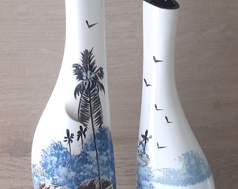 vase double en bois laqué