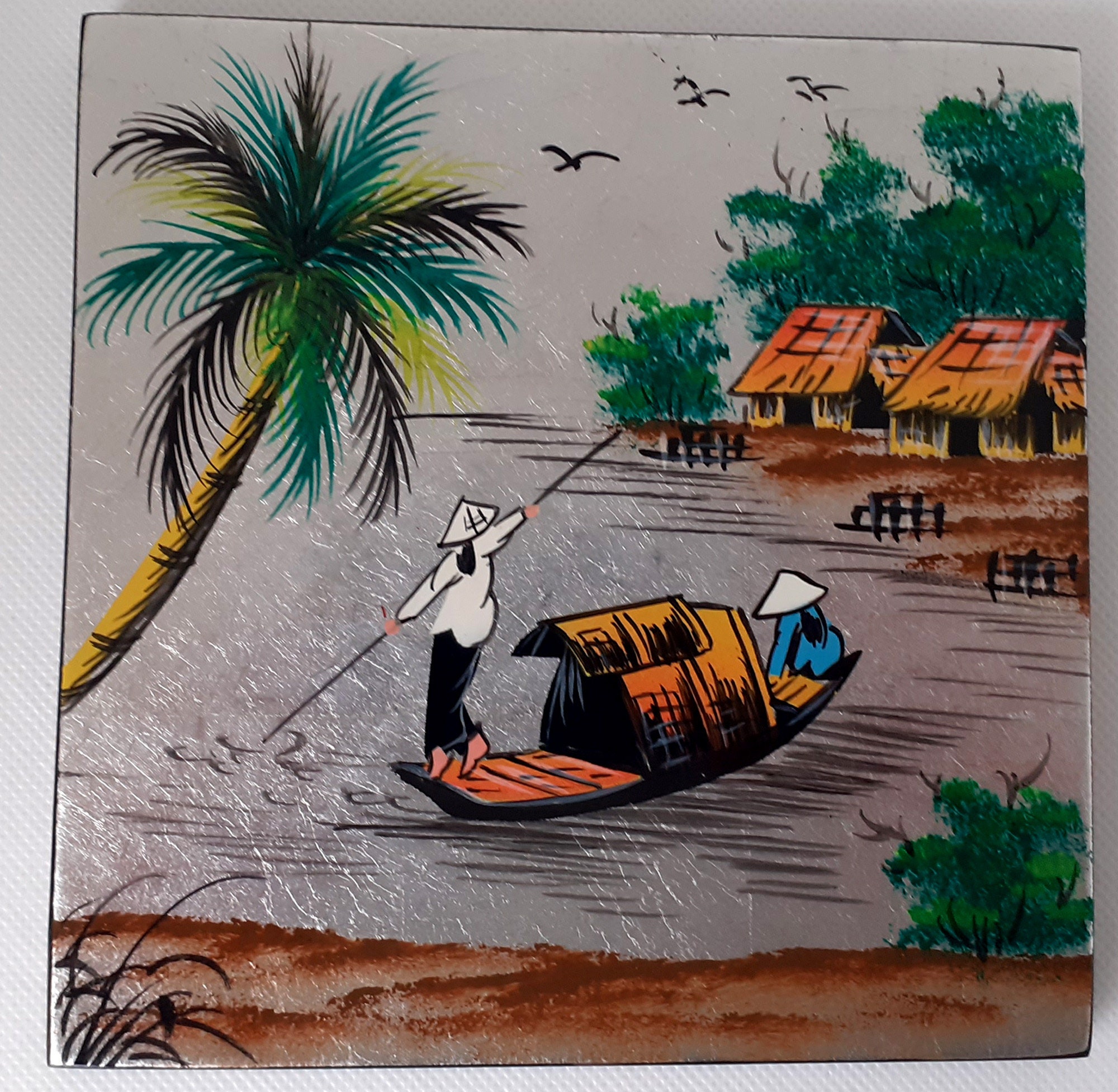 ベトナム製 ラッカーパネル 60×40cm／ĐỒNG NAI 壁掛けインテリア Vietnamese lacquer art - Etsy 日本