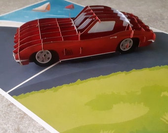 voiture vintage en carte 3D