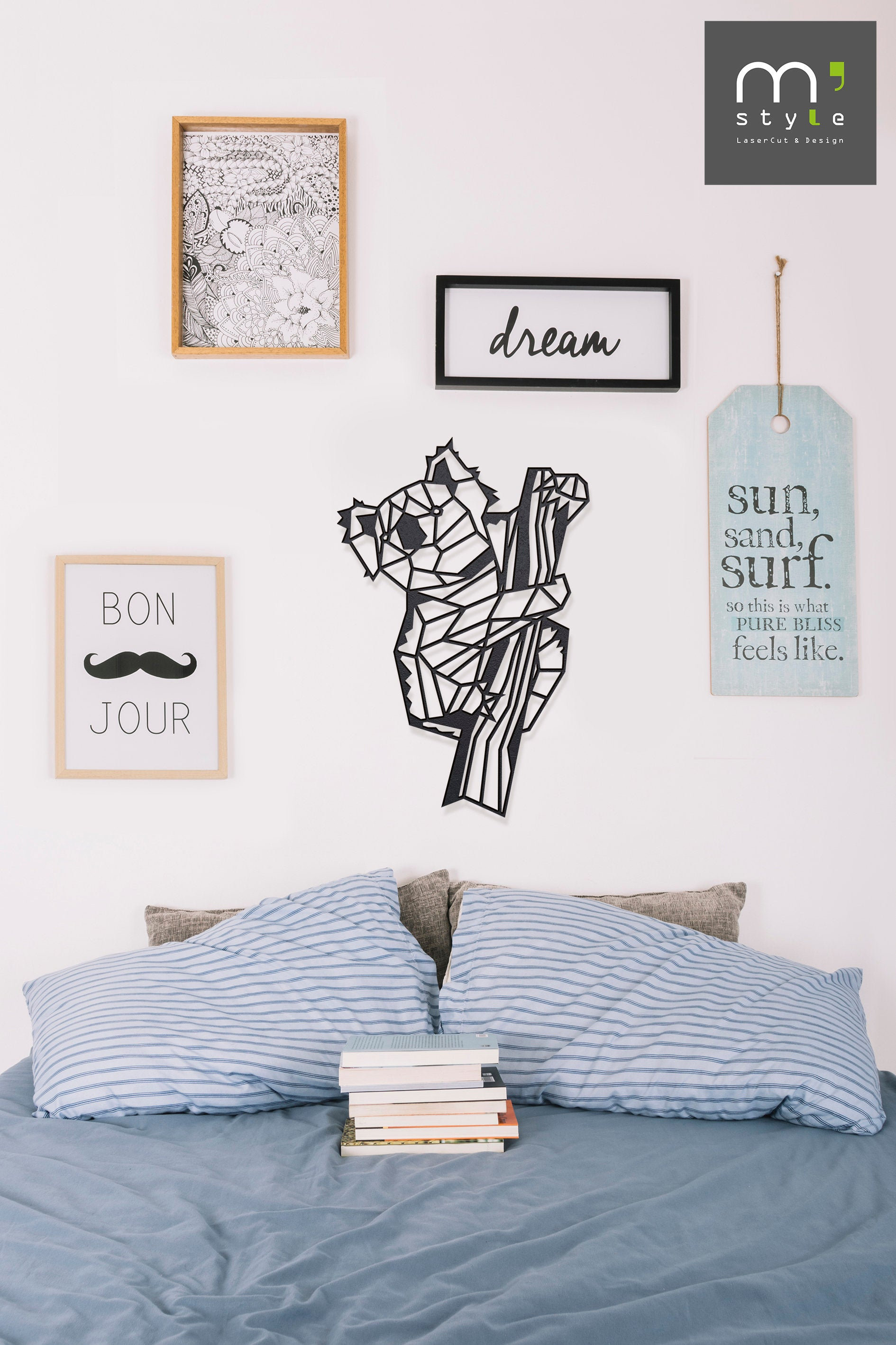 Décoration Murale Géométrique Animal Koala - Mandala Origami en Bois 3D Moucharabieh Claustra Découp