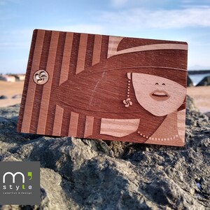 Postal de madeira gravado estilo Pop Art - Gravação a laser