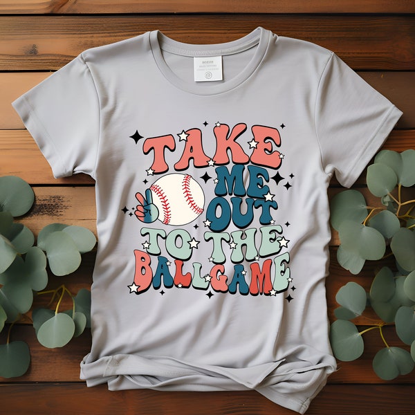 Take Me Out To The Ballgame Retro Baseball Transfer T-Shirt, Sweater, Denim Transfer DTF Transfer Ready To Press Full Color Image