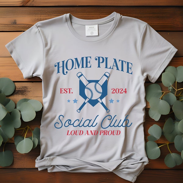 Home Plate Social Club Retro Baseball Transfer T-Shirt, Sweater, Denim Transfer DTF Transfer Ready To Press Full Color Image