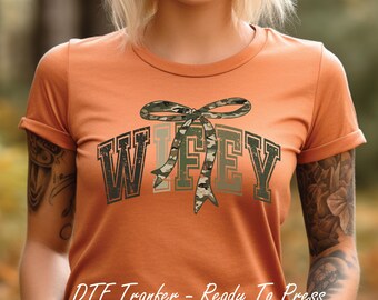Wifey Camo Bow DTF Transfer - Ready To Press
