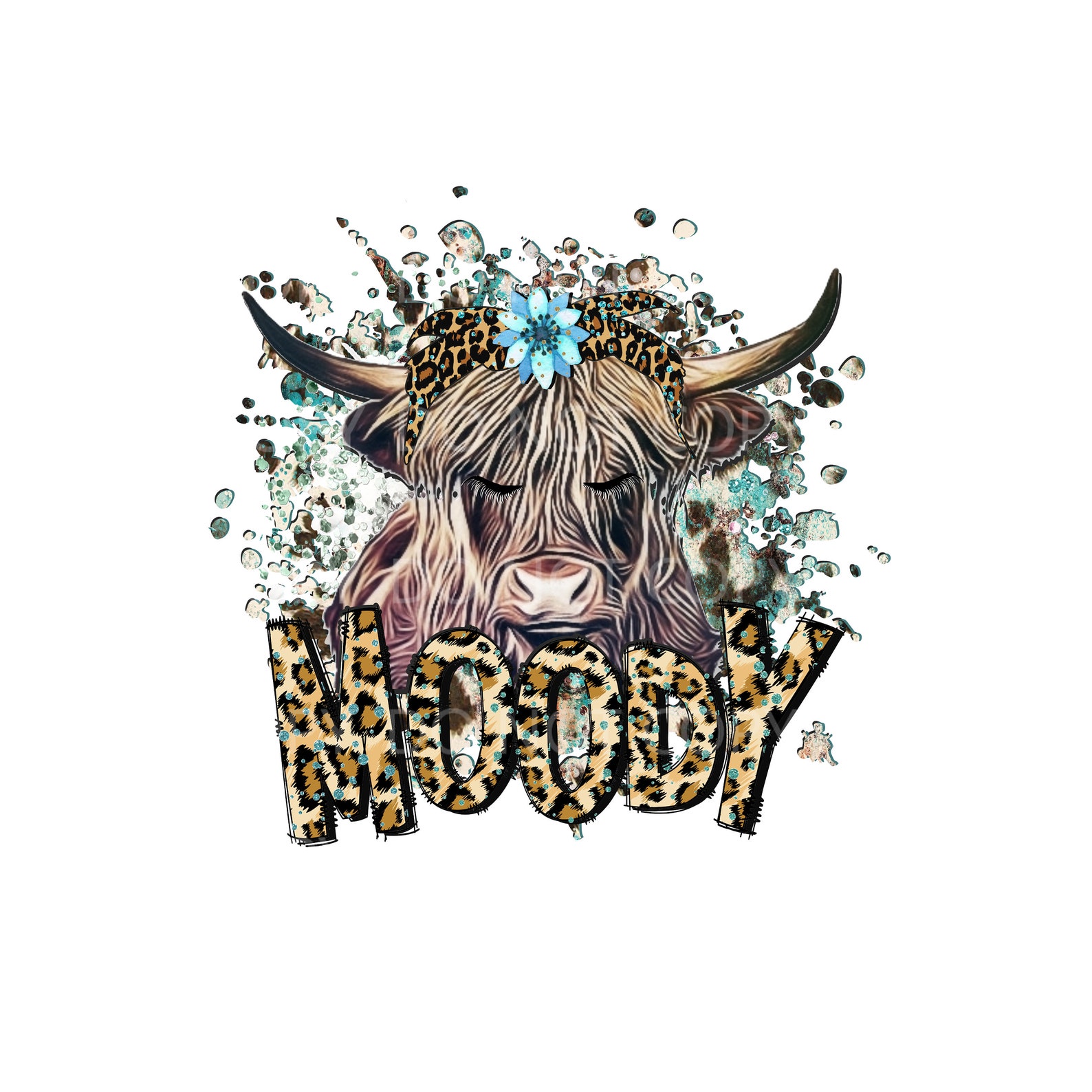 Moody Cow Western Sublimation Transfer Ready to Press Etsy