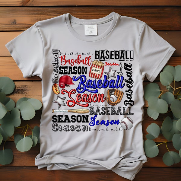 Baseball Season Dtf Glove Ball Bat Helmit Hot Dog Peanuts T-Shirt, Sweater, Denim Transfer DTF Transfer Ready To Press Full Color Image