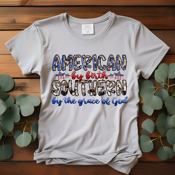 American By Birth Southern By The Grace Of God Western Cow T-Shirt, Sweater, Denim Transfer DTF Transfer Ready To Press Full Color Image