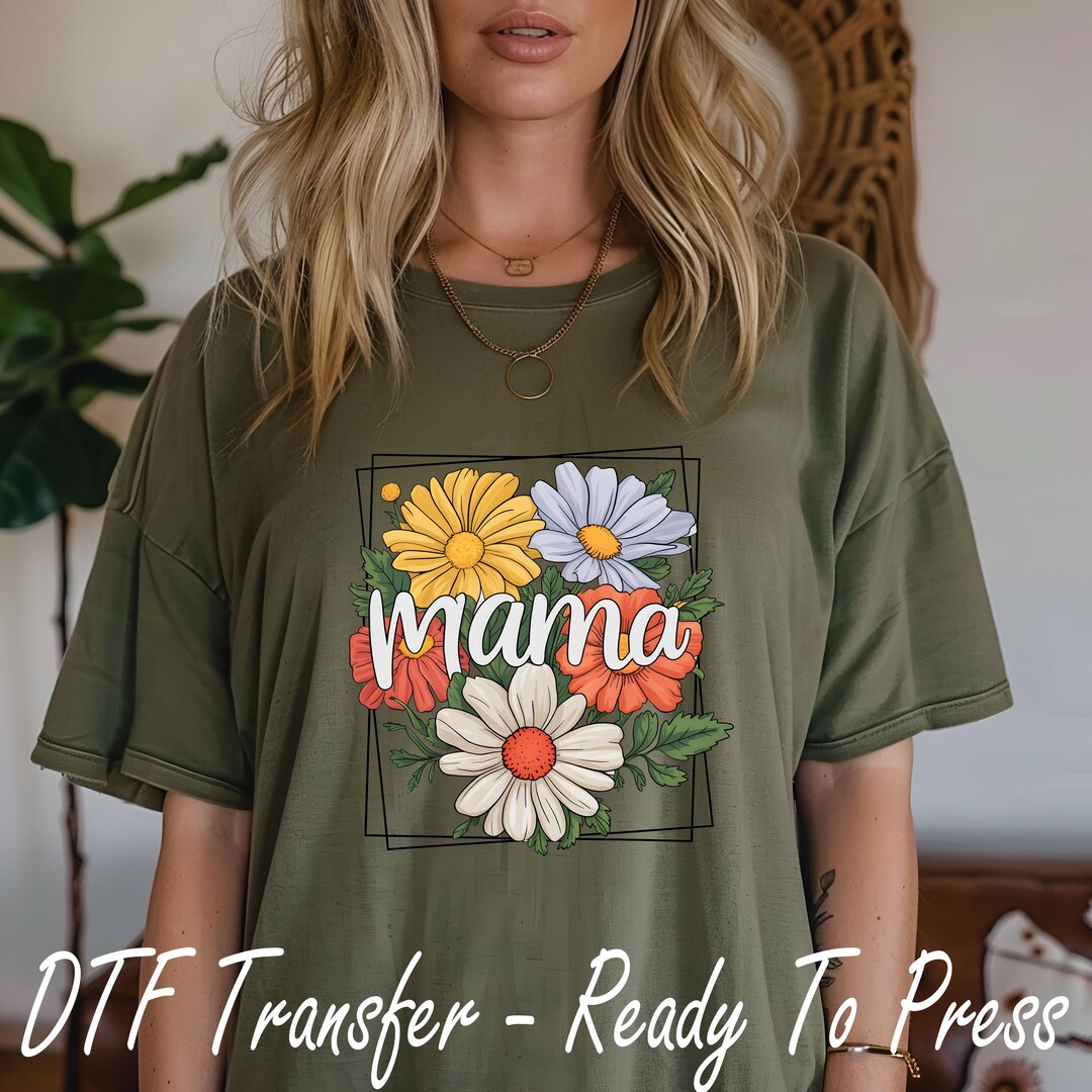 Boho Mama Wildflowers Cute Mama Dtf Ready to Press Shirt Transfer High ...