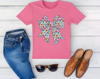 Floral Bow T-Shirt, Graphic Tee, Spring Outfit