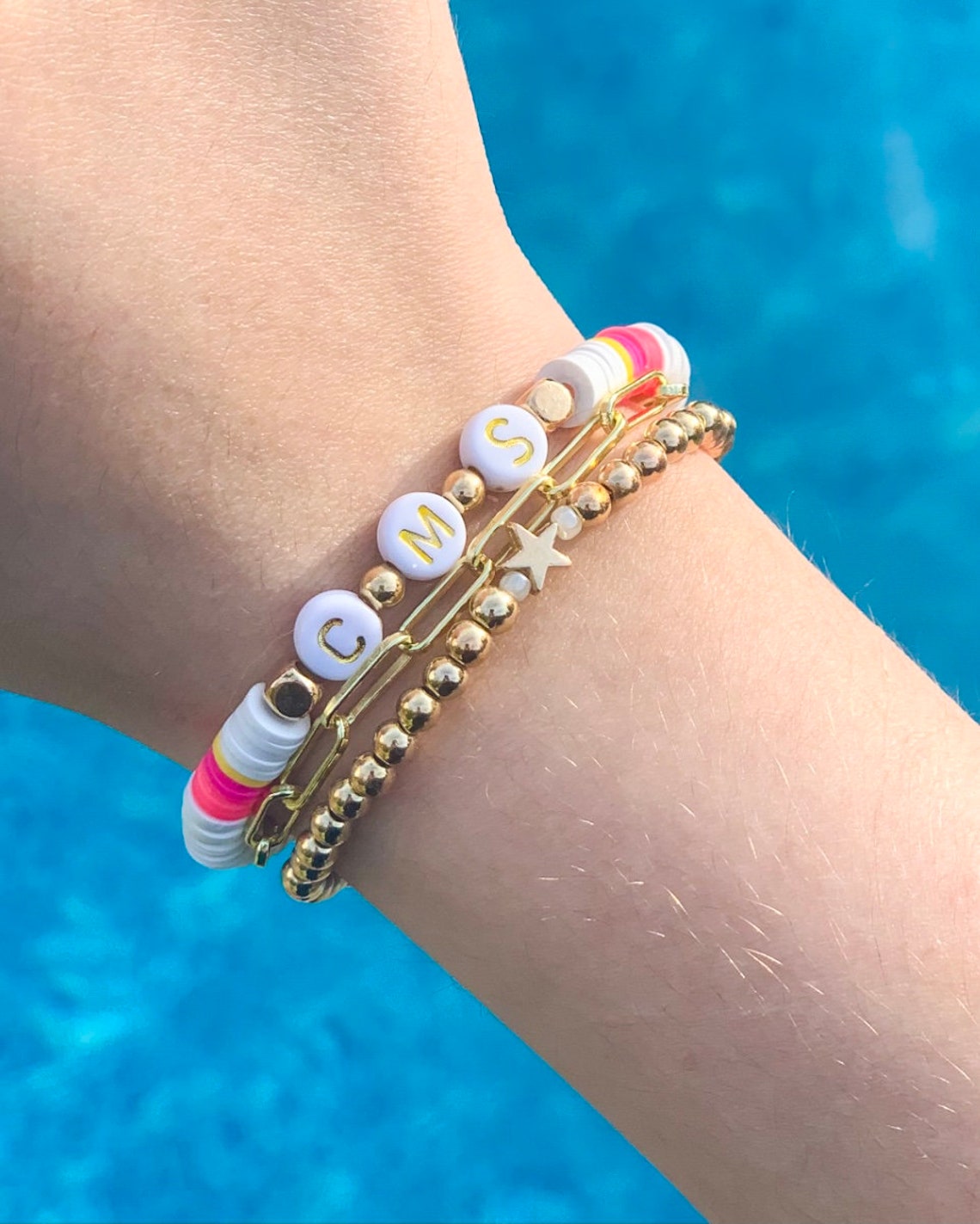 Preppy initial Bracelets 3 Pack Etsy